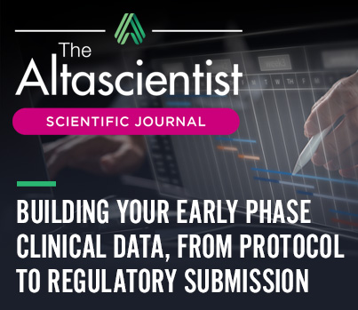 An abstract photo of someone creating a timeline, with text displayed saying "Building Your Early Phase Clinical Data, From Protocol to Regulatory Submission"