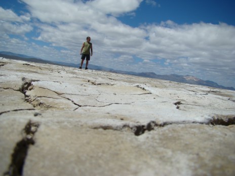 Man standing on tundra in Death Valley National Park in California