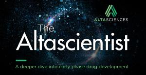 Starry galaxy with the words "The Altascientist: A Deeper dive into early phase phase drug development" written across to promote Altasciences' scientific journal.